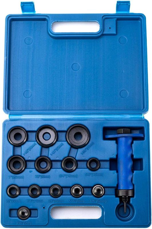 Photo 1 of 14pcs Hollow Punch Kit, Interchangable Hollow Hole Punch Set with Handle, Leather Punches Tools, Hole Punch Tool Kit, Gasket Punch Set 13 Sizes Pin Point with Storage Case