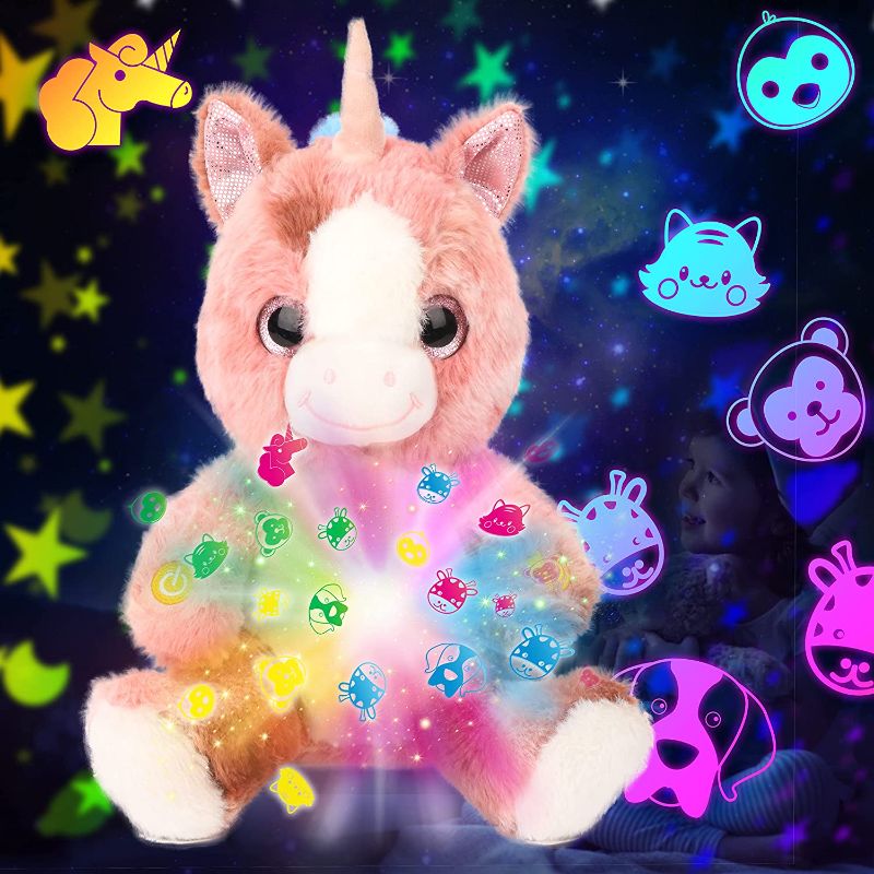 Photo 1 of Cuteoy Unicorn Star Projector Plush Night Light Stuffed Animals Musical Soother Toys for Kids Lullabies Sounds Sleep Aid Gifts on Birthday Christmas (Pink-Unicorn) ( FACTORY SEALED )
