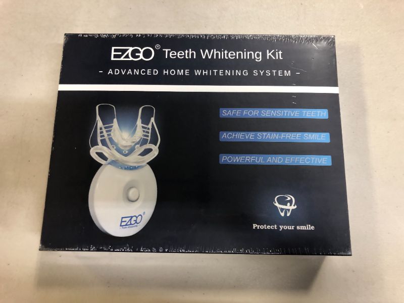 Photo 4 of EZGO Teeth Whitening Kit with LED Light, 5 X LED Fast-Result Teeth Whitener with Carbamide Peroxide Teeth Whitening Gel, Non-Sensitive Tooth Whitening Kit Remove Stains from Coffee and Soda (blue kit) 1 Count (Pack of 1)