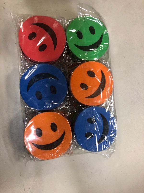 Photo 2 of BNC Smiley Face Circular Whiteboard Eraser 12 Pack-Assorted Color