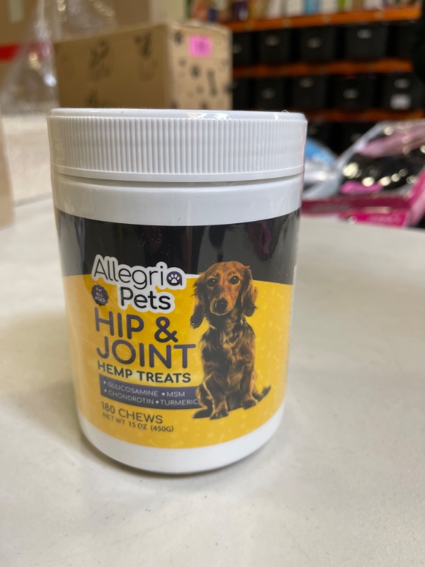 Photo 2 of 180 Hemp Treats with Glucosamine for Dogs | Hip & Joint Support Supplement with Turmeric, Chondroitin, MSM, Hemp Oil + Powder - Natural Soft Dog Chews for Pain Relief & Improved Mobility
EXP 08/2023