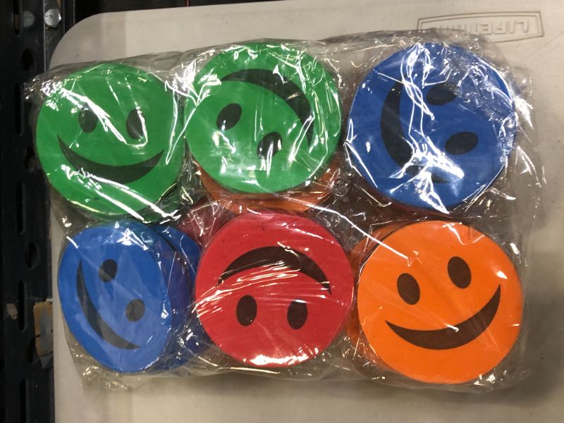 Photo 2 of BNC Smiley Face Circular Whiteboard Eraser 12 Pack-Assorted Color