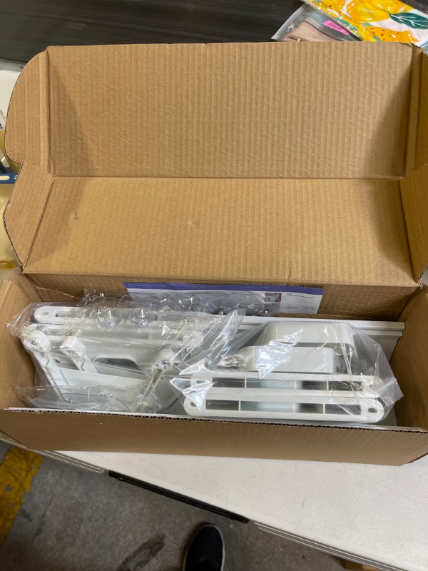 Photo 1 of Cable Management Tray Under Desk 2 Pack, 15 inch Insulation No Drill or Screws Mount. White Basket Underneath Computer Desk for Power Strip Wire Organizer. 15"-2PCS