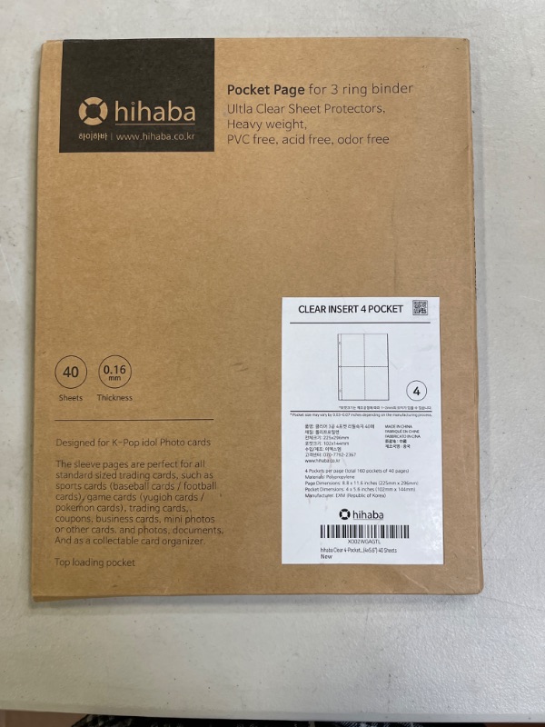 Photo 2 of hihaba Clear Pocket Cover 3 Ring Binder/Elastic Band Fixed type/14 Types of Pockets with Various Variations (4-Pocket(4x5.6") 40 Sheets)