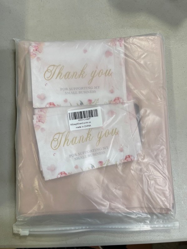 Photo 2 of 50Pcs Poly Mailers 10x13 Inch with 50Pcs Thank You Cards, Packaging Bags for Small Business, Shipping Bags for Clothing, Small Business Packaging Suppilies pink