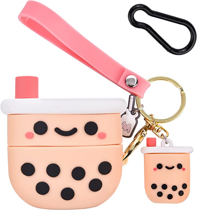Photo 1 of Cute Airpods 3 Case Cover Girly Pink Milk Tea Design with Boba Keychain Compatible with Airpods 3rd Generation Case 2021 for Women and Girls
