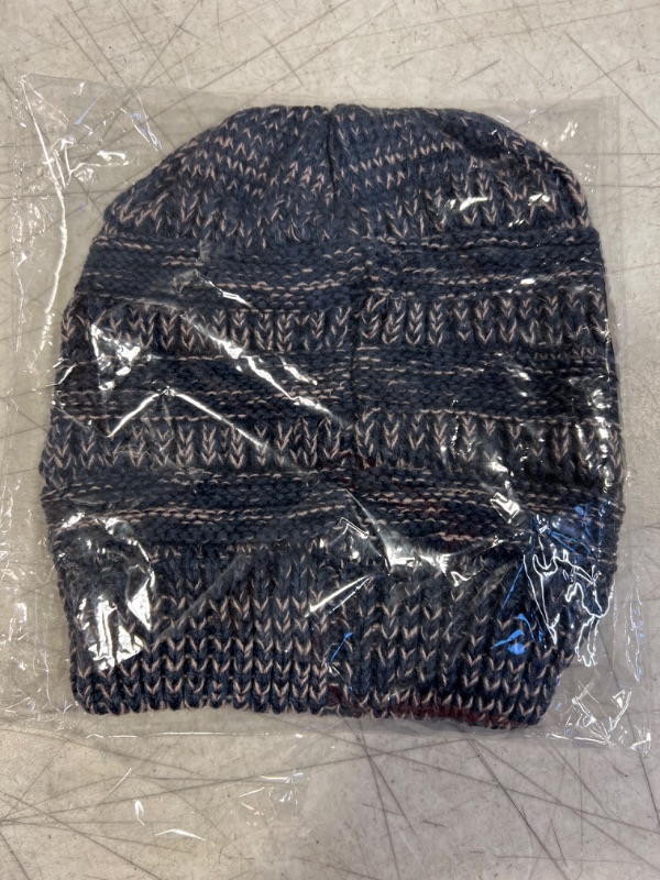 Photo 1 of BeanieTail Soft Stretch Cable Knit Messy High Bun Ponytail Beanie Hat