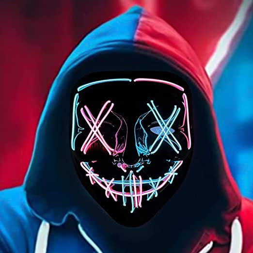 Photo 1 of Depointer Halloween Scary Mask Cosplay Led Costume Mask EL Wire Light up Halloween Festival Party(2)