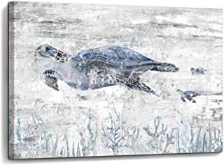 Photo 1 of Sea Turtle Decor Beach Bathroom Decor Wall Art Nautical Bathroom Decor Bathroom Pictures for Wall Cute Room Decor Coastal Wall Decor Sea Turtle Gifts Ocean Decor Beach Wall Art Canvas Painting 12"x16"