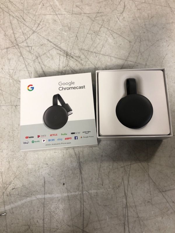 Photo 2 of Google Chromecast - Streaming Device with HDMI Cable - Stream Shows, Music, Photos, and Sports from Your Phone to Your TV Black   **DIRTY 