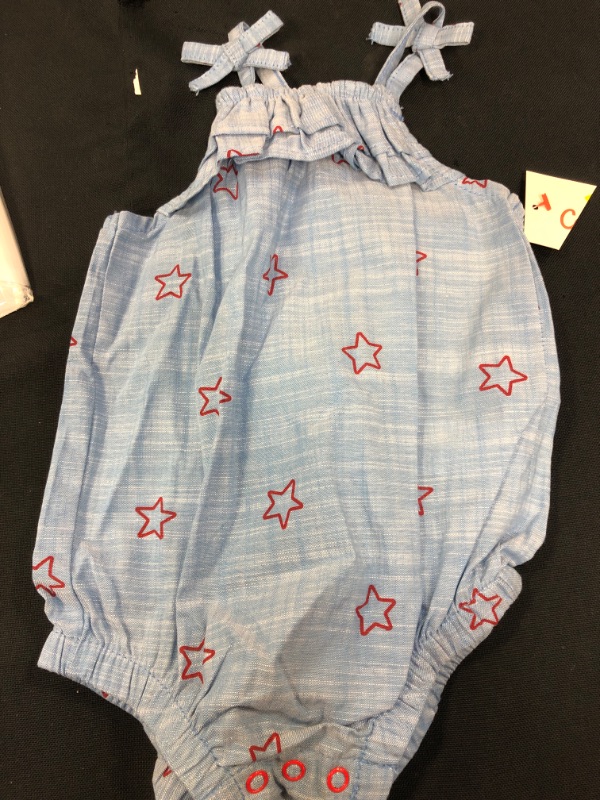 Photo 2 of Baby Girls' Star Chambray Romper - Cat & Jack Blue 0-3M