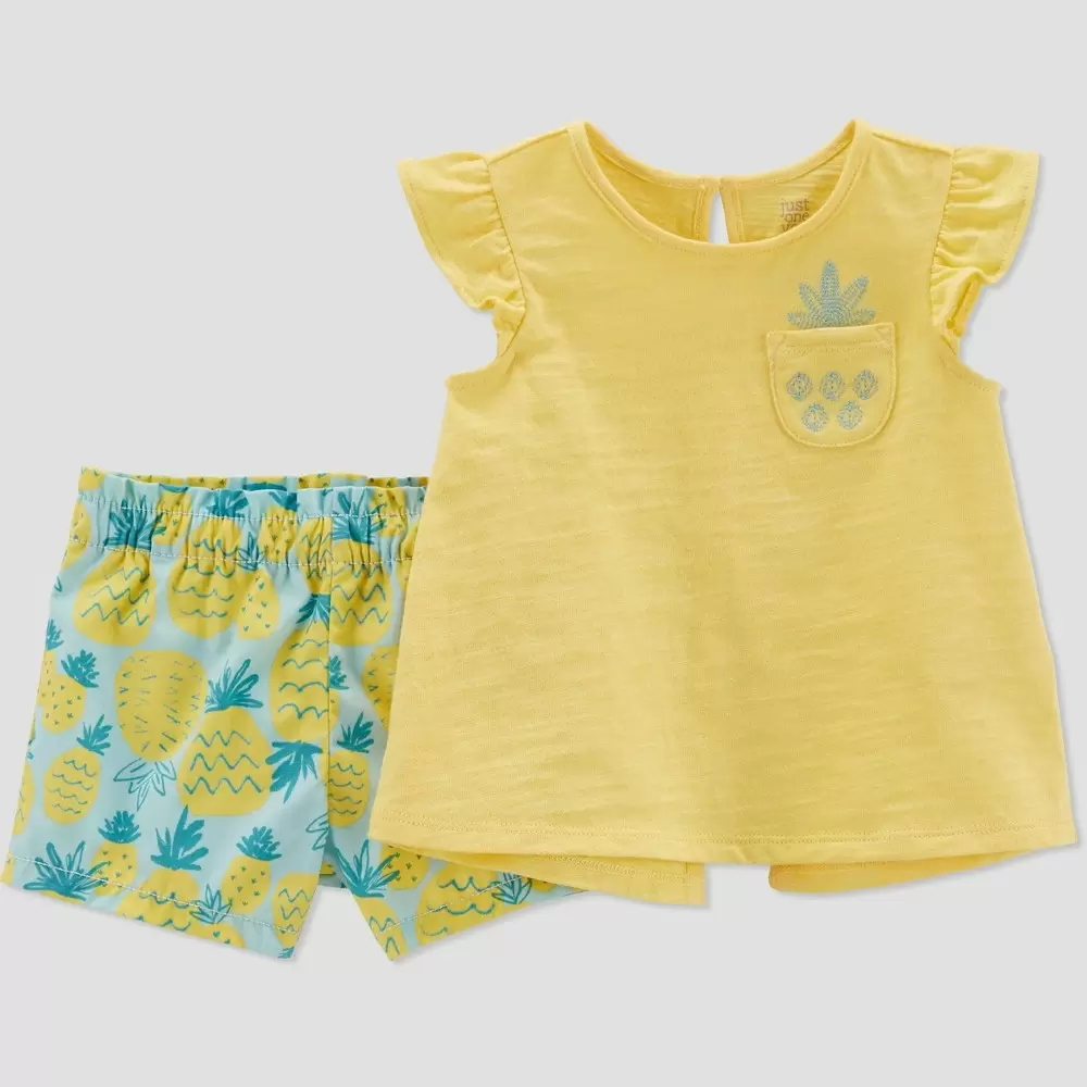 Photo 1 of Baby Girls' Pineapple Top & Bottom Set - Just One You made by carter's Gold 18M