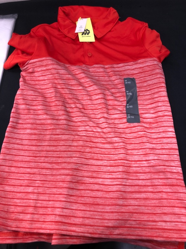 Photo 2 of Boys' Striped Golf Polo Shirt - All in Motion Orange M