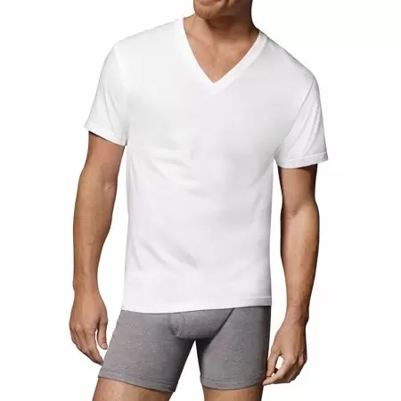 Photo 1 of Hanes Men's TAGLESS V-Neck Undershirt 6-Pack, White, Size Large 