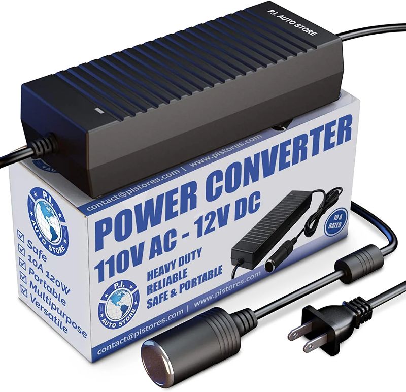 Photo 1 of 12V DC Power Converter, PI Store Adapter, 110V to 120V Transformer, 10 Amp 12V Max, FCC & CE Approved, for Car Refrigerator/Car Cigarette/Lighter/Other Car Accessories Use
