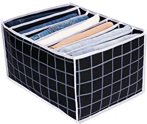 Photo 1 of  TOOVREN Wardrobe Clothes Organizer for Jeans 7 Grids Larger Clothing Storage Organizer Washable Closet Drawer Organizer for Folded Clothes, Thin Coats, Jeans, Leggings, Sweaters, T-shirt (Black 1PCS)