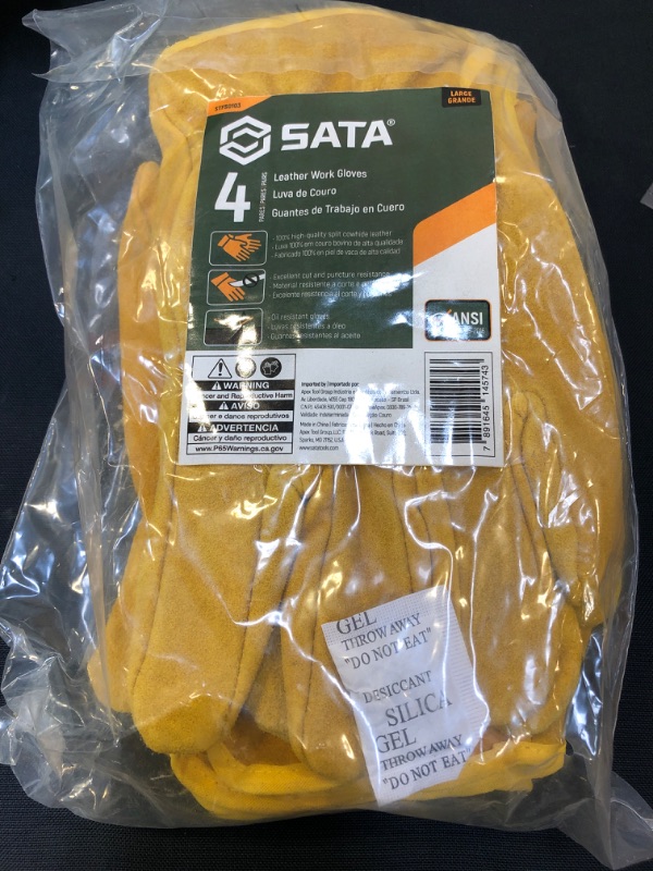 Photo 2 of 4 Pairs ANSI/ISEA 105-2016 Compliant All Leather Work Gloves - Large - STFS0103