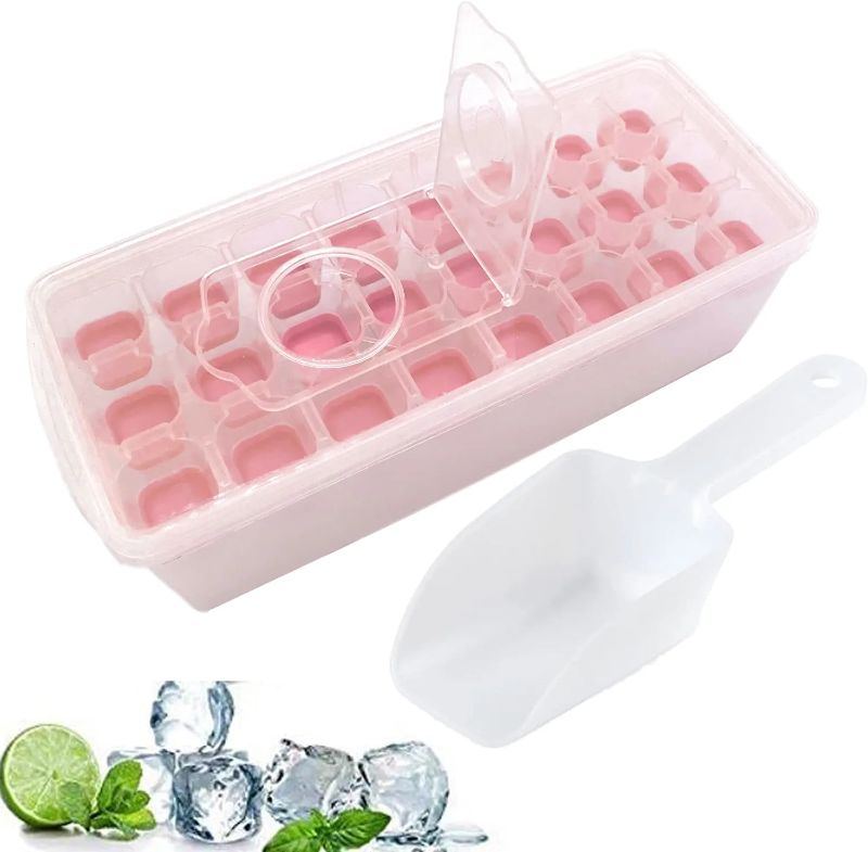 Photo 1 of  Ice Cube Trays with Lid and Bin, Silicone Ice Tray For Freezer , Easy Release 24 Nugget, with Ice Container, Scoop and Cover