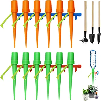 Photo 1 of 12 Pcs Self Watering Spikes, Self Watering Planter Insert with Slow Release Control Valve Switch, Vacation Self Watering with Wind Protection Bracket Anti-Tip-Over Design for Indoor Outdoor
