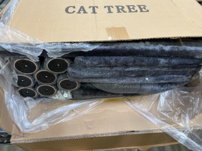 Photo 3 of NEGTTE Cat Tree Cat Tower for Indoor Cats, Multi-Level Cat Condo with Sisal Scratching Posts & Perches for Large Cats Kitten Play House Dark grey----- PACKAGING IS DAMAGED, ITEM IS NEW 
