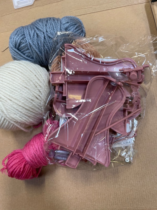 Photo 4 of 48 Needles Knitting Machines with Row Counter, Smart Weaving Loom Knitting Round Loom for Adults/Kids, Knitting Board Rotating Double Knit Loom Machine Kits Pink White 48 Needles----- PACKAGING IS DAMAGED, ITEM IS LIGHTLY USED 
