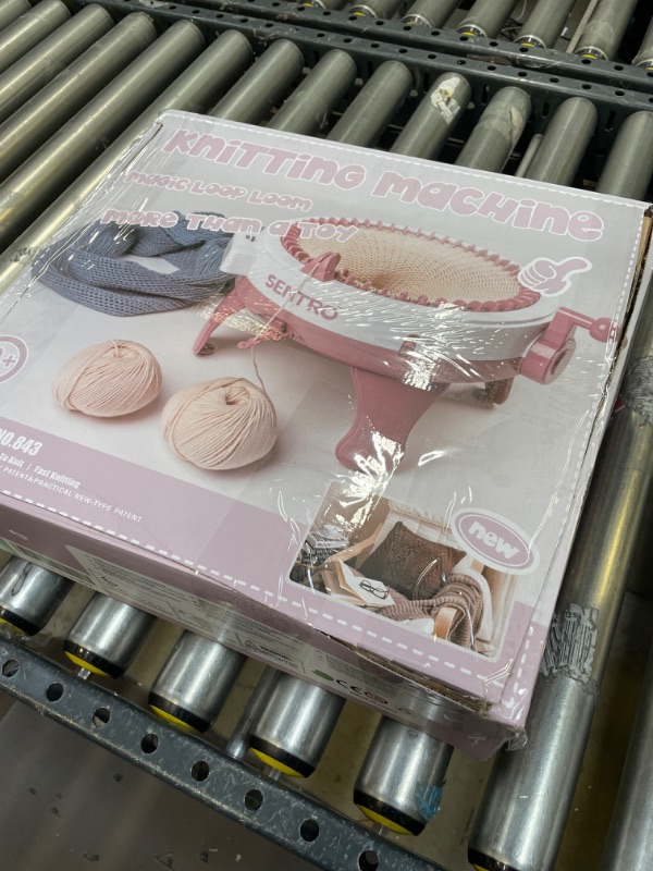 Photo 2 of 48 Needles Knitting Machines with Row Counter, Smart Weaving Loom Knitting Round Loom for Adults/Kids, Knitting Board Rotating Double Knit Loom Machine Kits Pink White 48 Needles----- PACKAGING IS DAMAGED, ITEM IS LIGHTLY USED 
