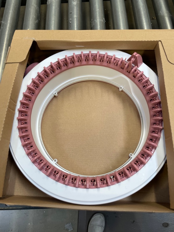 Photo 3 of 48 Needles Knitting Machines with Row Counter, Smart Weaving Loom Knitting Round Loom for Adults/Kids, Knitting Board Rotating Double Knit Loom Machine Kits Pink White 48 Needles----- PACKAGING IS DAMAGED, ITEM IS LIGHTLY USED 
