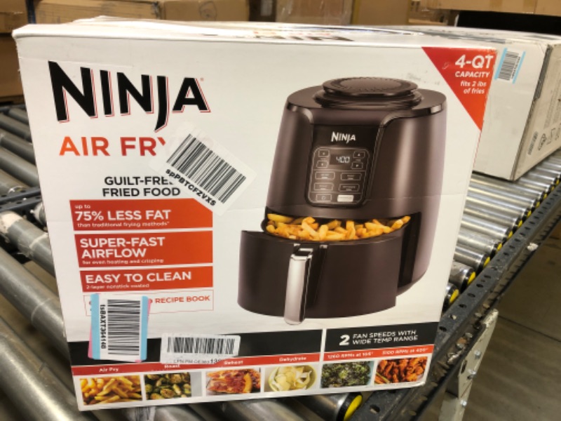 Photo 2 of Ninja AF101 Air Fryer that Crisps, Roasts, Reheats, & Dehydrates, for Quick, Easy Meals, 4 Quart Capacity, & High Gloss Finish, Black/Grey 4 Quarts