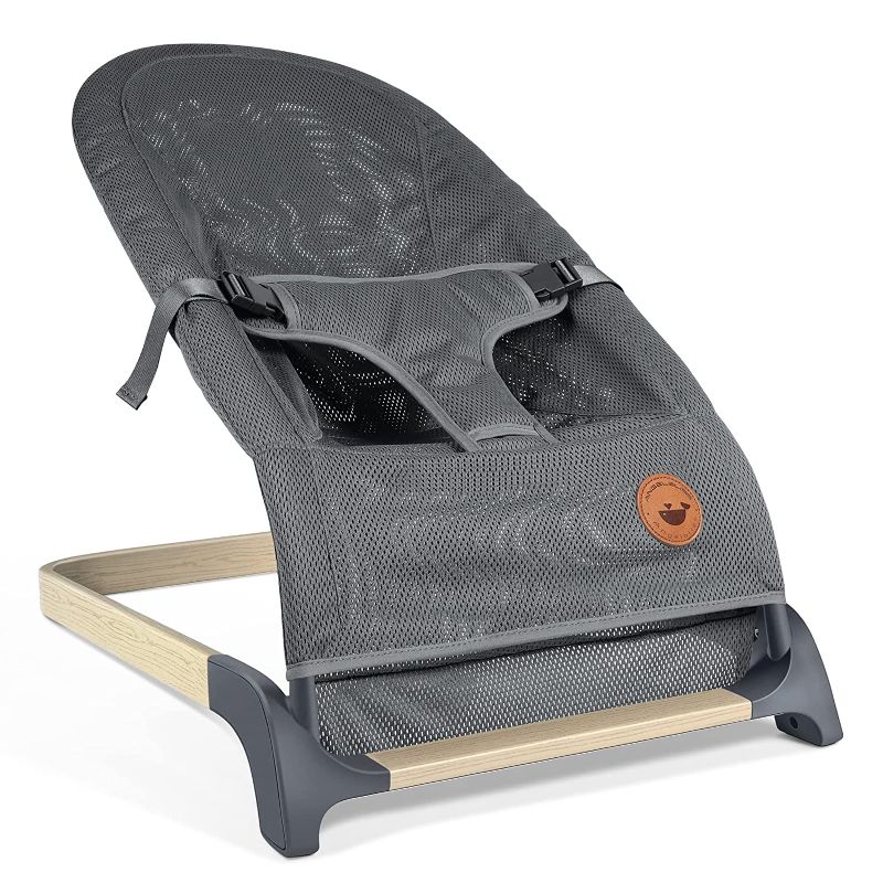 Photo 1 of ANGELBLISS Baby Bouncer, Portable Bouncer Seat for Babies, Infants Bouncy Seat with Mesh Fabric, Natural Vibrations (Dark Grey)
