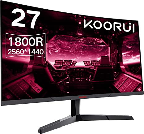 Photo 1 of KOORUI 27 Inch Computer Monitor, QHD 2560P Gaming Monitor 144Hz(1ms, 1800R Curved VA Panel, DP1.2+HDMI*2, Build-in FreeSync, Compatible G-sync, Narrow Bezel with Ultra-Thin), Tilt Adjustable,Eye Care
----SOLD FOR PARTS