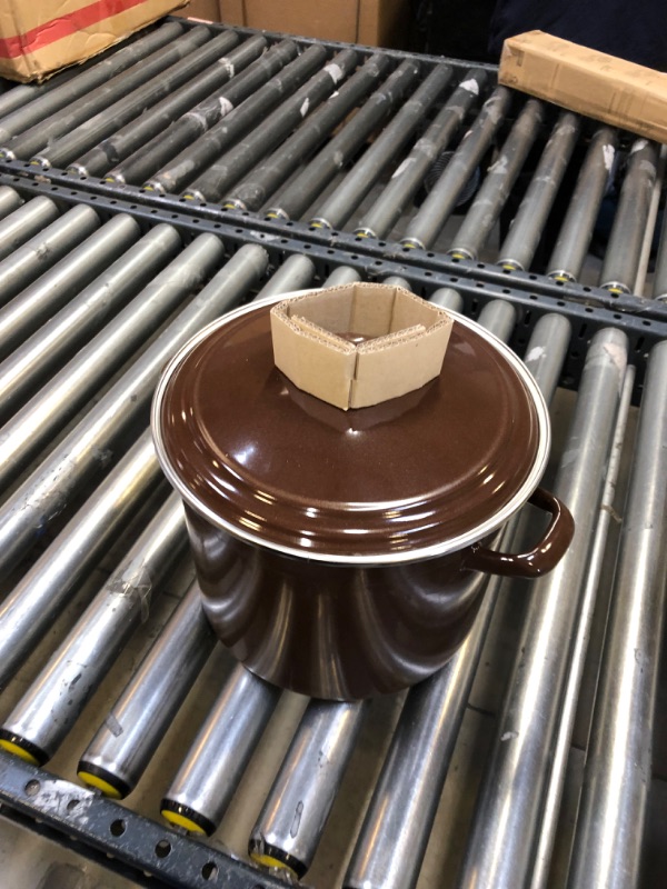 Photo 3 of Ayesha Curry Enamel on Steel Stock Pot/Stockpot with Lid, 12 Quart, Brown Sugar 12 Quart Brown Sugar