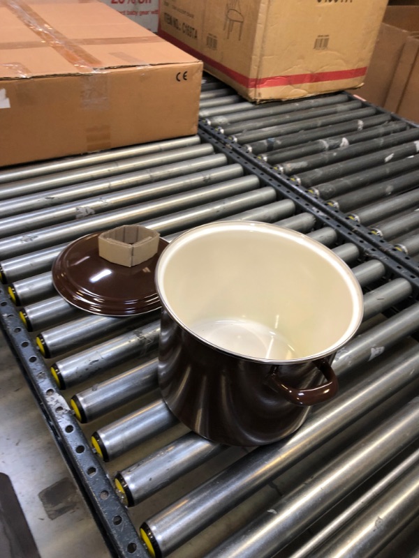 Photo 2 of Ayesha Curry Enamel on Steel Stock Pot/Stockpot with Lid, 12 Quart, Brown Sugar 12 Quart Brown Sugar