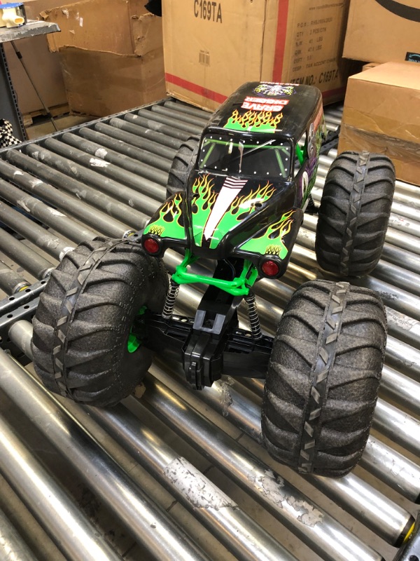 Photo 4 of Monster Jam, Official Mega Grave Digger All-Terrain Remote Control Monster Truck with Lights, 1: 6 Scale, Kids Toys for Boys

