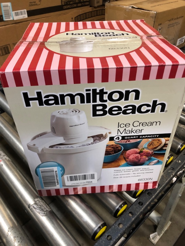 Photo 2 of Hamilton Beach 68330N Automatic Ice Cream Maker, 4 Quart, White