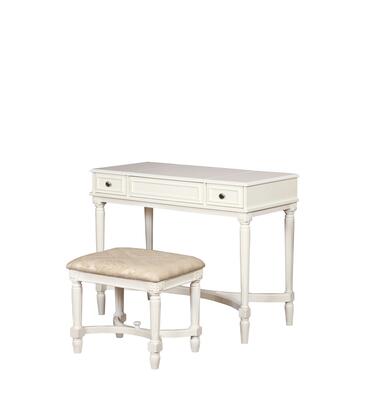 Photo 1 of 80457WHT01U Cyndi Collection Vanity Set with Traditional Style, Solid Wood Frame and Polyester Upholstery in Beige Color