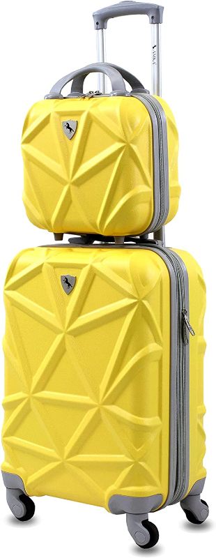 Photo 1 of AMKA - Gem Hardside Carry On and Weekender Luggage Set with Spinner Wheels, 2-Piece, Rose Gold (20-inch & 12-inch) 2-Piece Yellow