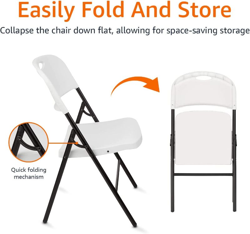 Photo 1 of Amazon Basics Folding Plastic Chair with 350-Pound Capacity - 6-Pack, White