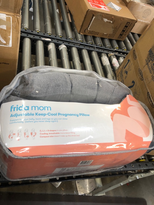 Photo 1 of Frida Mom Adjustable Keep-Cool Pregnancy Pillow | Support for Belly, Hips + Legs for Pregnant Women | Breathable + Cooling Grey Fabric