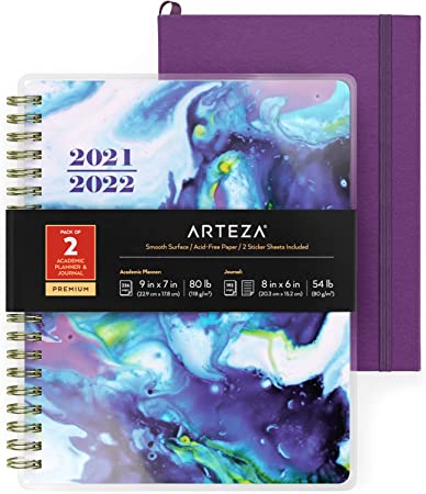 Photo 1 of 2CT - Arteza Academic Planner Bundle, Includes 9 x 7 Inches Planner, 6 x 8 Inches Lined Journal, and 2 Sticker Sheets, Office Supplies and College Essentials for Scheduling and Staying Organized
