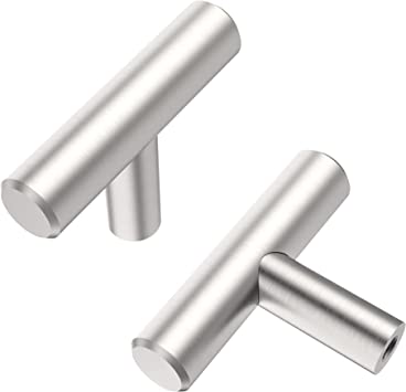 Photo 1 of Alzassbg 5 Pack Brushed Satin Nickel Cabinet Pulls, Single Hole Cabinet Handles Kitchen Hardware T Bar European Style Drawer Handle Pull AL3011SN
