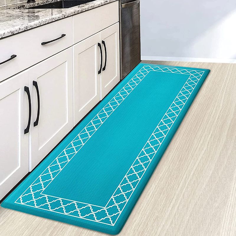 Photo 1 of AGELMAT Kitchen Mat for Floor, 59-inch Long Kitchen Rug 0.47 inch Thick Coushiond Anti-Fatigue Mat No Skid Easy Clean Kitchen Rug and Mats Teal Kitchen Decor Turquoise
