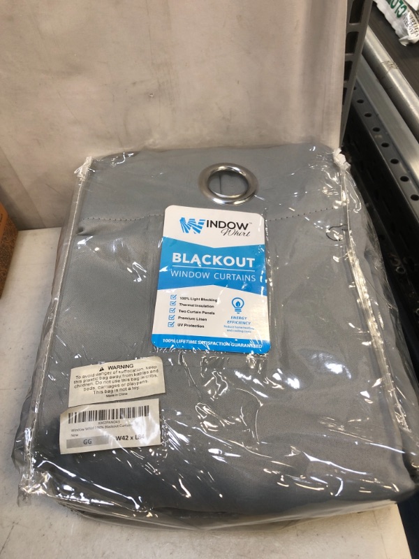 Photo 2 of 100% Blackout Window Curtains: Room Darkening Thermal Window Treatment with Light Blocking Black Liner for Bedroom, Nursery and Day Sleep - 2 Pack of Drapes, Glacier Gray (84” Drop x 42” Wide Each)
