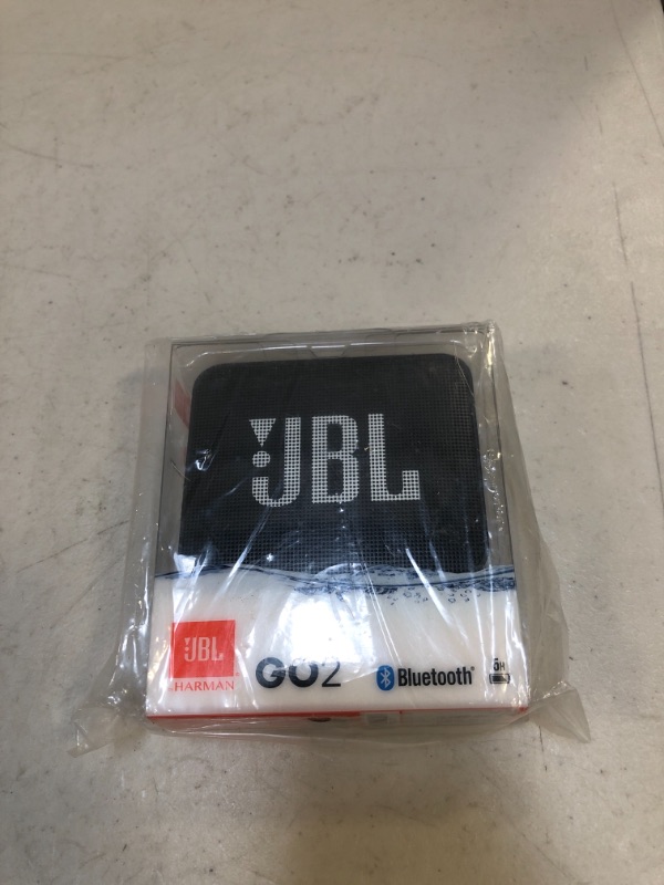 Photo 2 of JBL GO2 - Waterproof Ultra-Portable Bluetooth Speaker - Black & Go 3: Portable Speaker with Bluetooth, Builtin Battery, Waterproof and Dustproof Feature Blue JBLGO3BLUAM Black Speaker + Portable Speaker (FACTORY SEALED)