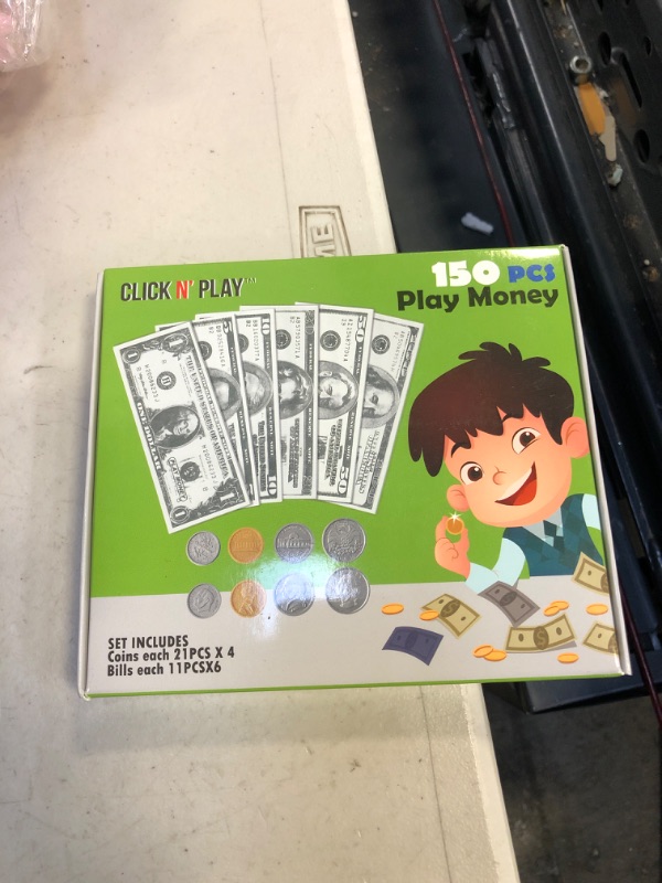 Photo 2 of Click N' Play Pretend Play Copy Money for Kids, Realistic Bills & Coins Counting, Math, Currency Set of 150-Pieces
