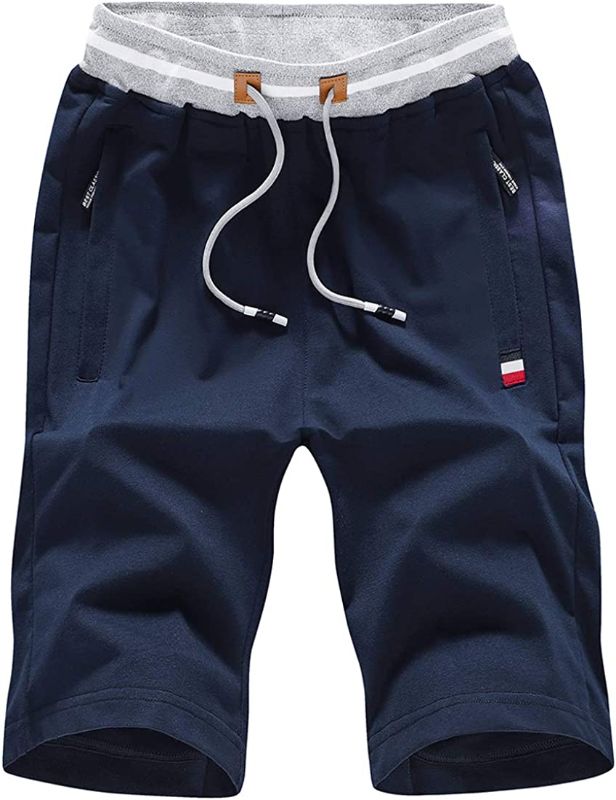 Photo 1 of FoxQ Mens Shorts Casual Athletic Running with Zipper Pockets and Elastic Waist Drawstring Workout Gym Cotton Shorts Medium 
