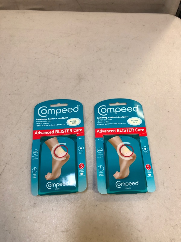 Photo 2 of "New" Compeed Advanced Blister Care Pack of 5 Medium Cushions
2 PACK EXP 10/2022