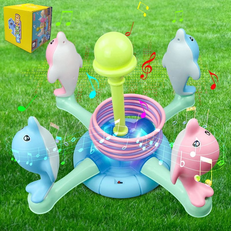 Photo 1 of 8PCS Rings Outdoor Toss Games Christmas Birthday Gifts Boys&Girls(3+ YRS),Tossing Games with Music&Light Toys for Kids Adults Family,Easy to Install
