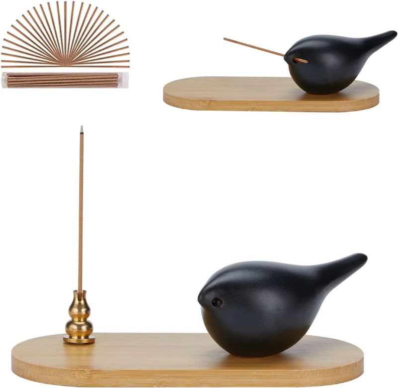 Photo 1 of Avatiti Incense Holder?Cute Bird Incense Holder?Incense Holder for Sticks?50 Incense Sticks Included?for Yoga, Meditation and Home Decor (Bamboo, Black)
