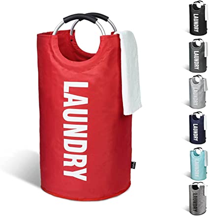 Photo 1 of KEPLIN Large Laundry Hamper - Red, 82 L Collapsible Laundry Baskets I Laundry Bin with Handles I Easy to Carry, Portable Clothes Hampers for Bedroom, Bathroom, College, Dorm
