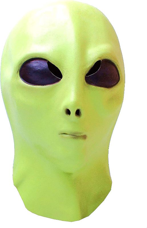 Photo 1 of Alien mask-Alien Latex Mask for Adult, Glow in The Dark, UFO Alien Outer Space Roswell Alien Mask Halloween Costume Headwear Party Adult size
